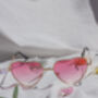 Coral Pink Tint Metal Frame Heart Shaped Sunglasses, thumbnail 4 of 6