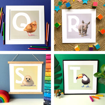 Illustrated Animal Letters A To Z Nursery Prints, 8 of 10