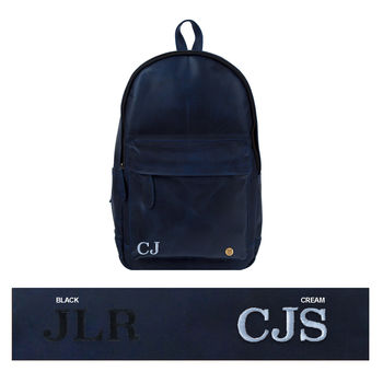 Personalised Navy Leather Classic Backpack/Rucksack, 7 of 10