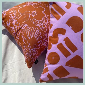 Love Pink And Ochre Geometric Cushion, 4 of 5