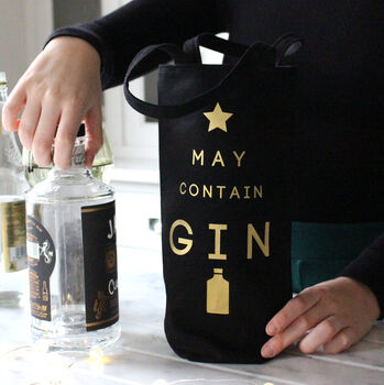 'May Contain Gin' Fairtrade Bottle Bag, 2 of 3