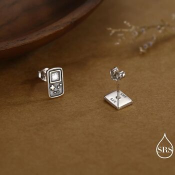 Sterling Silver Retro Game Console And Music Cassette Tape Stud Earrings, 2 of 12