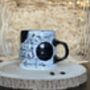 Handmade Ceramic Mug With Asemic And Midnight Brushwork, thumbnail 2 of 4