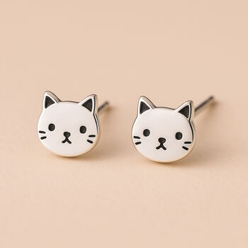 Sterling Silver Cat Stud Earrings, 9 of 9
