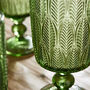 Set Of Four Green Leaf Patterned Wine Goblets, thumbnail 4 of 7