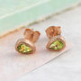 Peridot August Birthstone Rose/Gold Plated Earrings, thumbnail 4 of 5