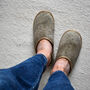 Men's Sheepskin Slip On Slippers Olive, thumbnail 4 of 4