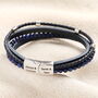 Men's Personalised Blue Stainless Steel Lapis Lazuli Leather Bracelet, thumbnail 3 of 8