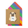 Handmade Thank You Pug Personalised Greeting Card, thumbnail 1 of 5