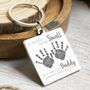 Stainless Steel Square Keyring With Prints, My Fingers May Be Small, thumbnail 1 of 3