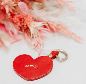 Personalised Leather Heart Keyring, 3 of 5