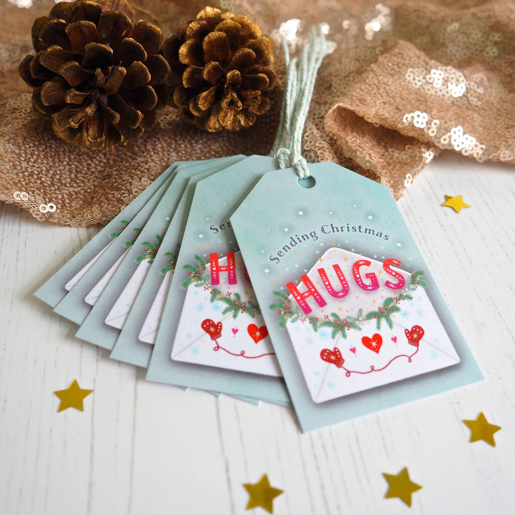 Christmas Hugs Pack Of Six Gift Tags, 1 of 4