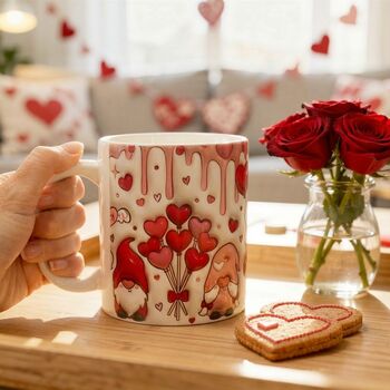 Cute Gnome Heart Valentine's Mug, 5 of 6