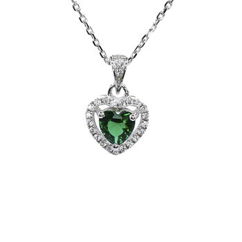 Green Heart Halo Cubic Zirconia Necklace, 4 of 7