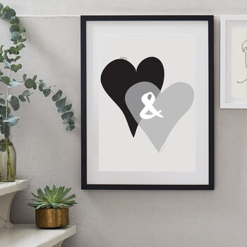Personalised Entwined Hearts Ampersand Print, 5 of 6