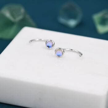 Moonstone Huggie Hoop Earrings, 3 of 11