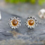 Orange Daisy Sapphire Stud Earring, thumbnail 1 of 4
