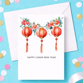 Happy Lunar New Year Card Lantern Design, 2 of 5