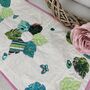 Table Runner With Green And Pink Floral Applique Leaves, thumbnail 3 of 6