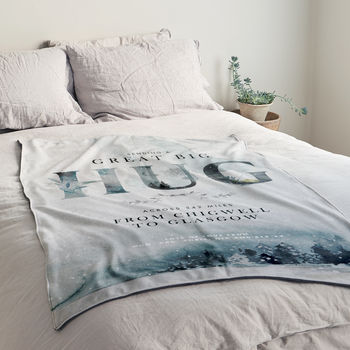 Personalised 'Hug Across The Miles' Winter Blanket, 2 of 5