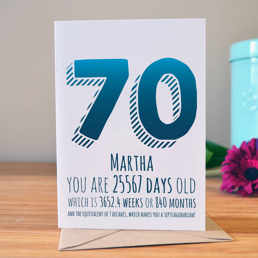 70th Birthday Milestone Card By Ivorymint Stationery 