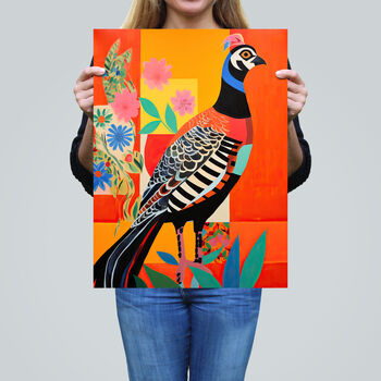 Party Pheasant Bright Colourful Bird Wall Art Print, 2 of 6