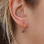 18ct Gold Plated Semi Precious Huggie Hoop Earrings, thumbnail 4 of 7