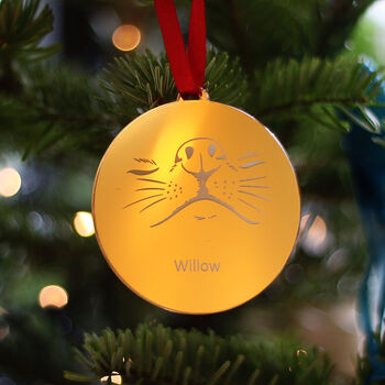 Gold Personalised Dog Nose Christmas Tree Bauble, 4 of 4