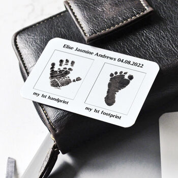 Personalised Hand And Footprint Wallet Metal Cards, 5 of 11