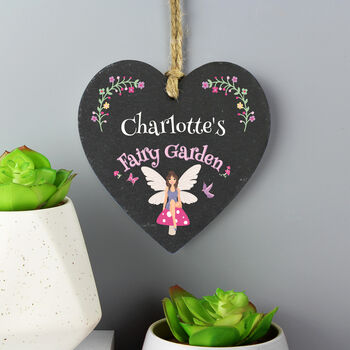Personalised Fairy Garden Slate Heart, 2 of 2