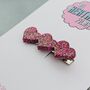 Pink Heart Glitter Hair Clip / Resin Barrette / Statement Shimmering Hair Slide / Love Theme Accessory, thumbnail 4 of 4