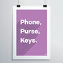 Phone, Purse, Keys Print, thumbnail 9 of 12