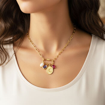 Custom Celestial Birthstone Carabiner Charm Necklace, 2 of 7