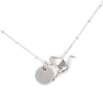 Personalised Initial Silver Stork Necklace For Mums, 3 of 8