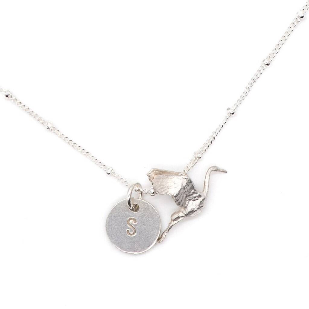 Personalised Initial Silver Stork Necklace For Mums By Dainty London