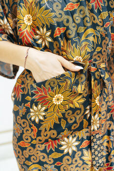 Black Silk Blend Kimono Robe, 3 of 9