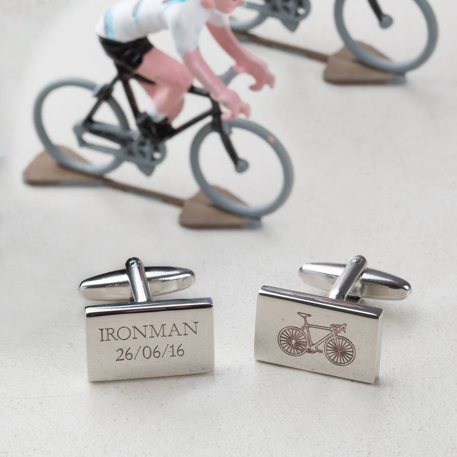Image of Engraved Cycle Achievement Bike Cufflinks