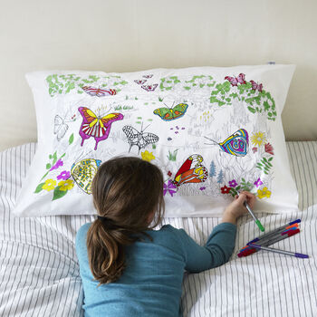 Butterfly Pillowcase Kit + 10 Pens, Colour In And Learn, 3 of 5
