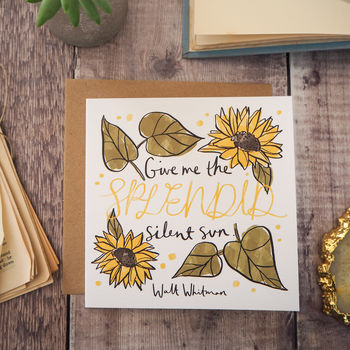 Literary Quote Sunflowers Greetings Card, 2 of 2