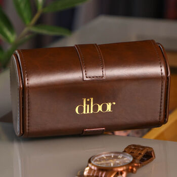Dad's Personalised Luxury Deep Brown Double Watch Box, 5 of 8