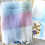 Women's Chunky Wool Pink Blue Check Long Scarf Gift Box, thumbnail 2 of 4