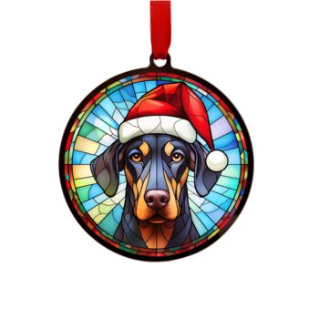 Doberman In Santa Hat Suncatcher Decoration, 6 of 6