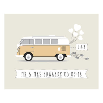 Personalised Campervan Wedding / Anniversary Gift Print By Bird & Key