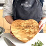 Personalised Heart Shaped Olive Wood Cheeseboard, thumbnail 5 of 7