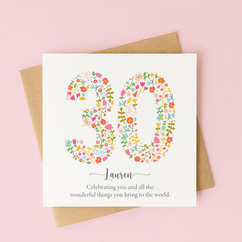 Personalised Floral Fun Birthday Card – Any Number, 8 of 11