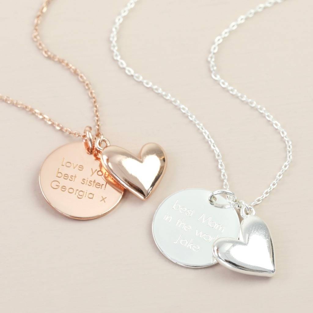 personalised puffed heart pendant necklace by lisa angel ...