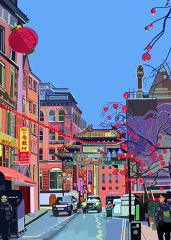 Chinatown, Manchester, UK Illustration Art Print, 2 of 3