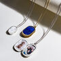 Men's Small Lapis Dog Tag Locket Silver, thumbnail 5 of 5