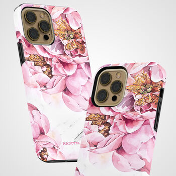 Pink Peony X White Marble Tough Case For iPhone, 3 of 4