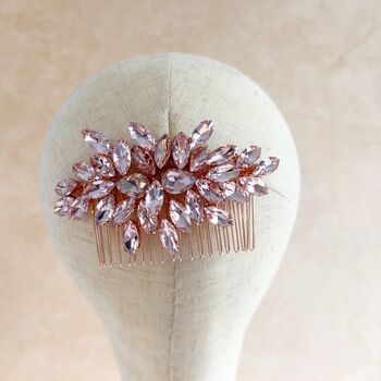 Blush Pink Crystal Hair Comb, 8 of 8